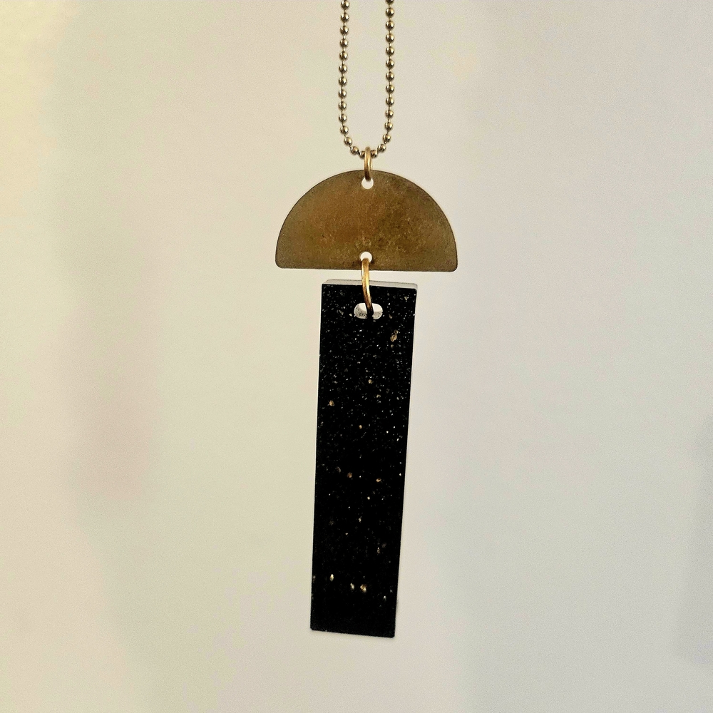 Black and Gold Pendant Necklace